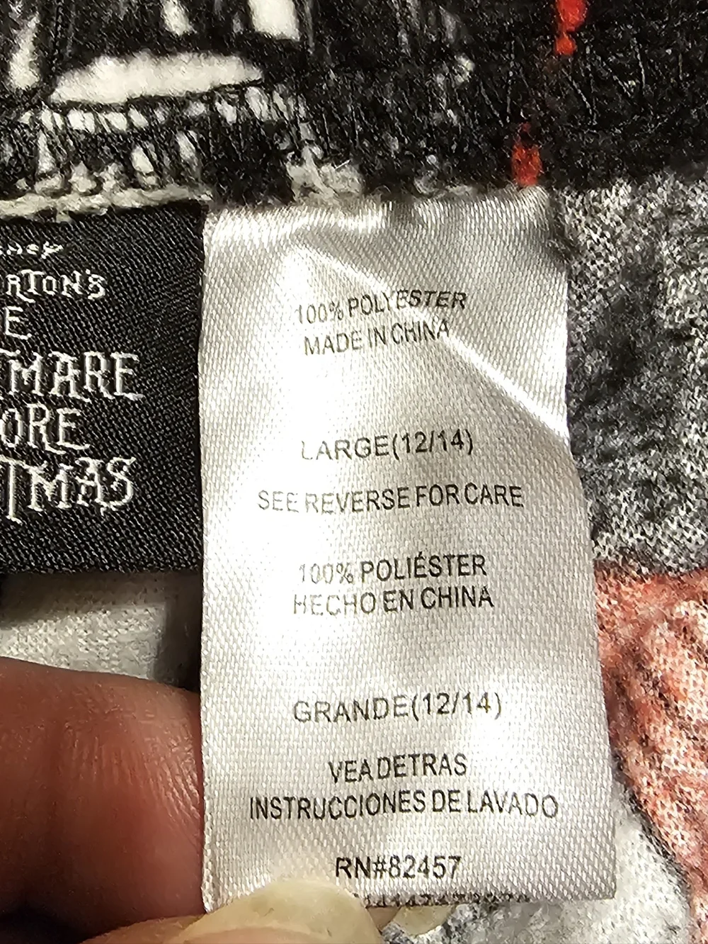 Disney The Nightmare Before Christmas Black, Red & Black Lounge Pants. Size L. - Picture 3 of 4
